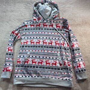 For G and PL Size M W/Christmas Reindeer Long Sleeve Hoodie Top